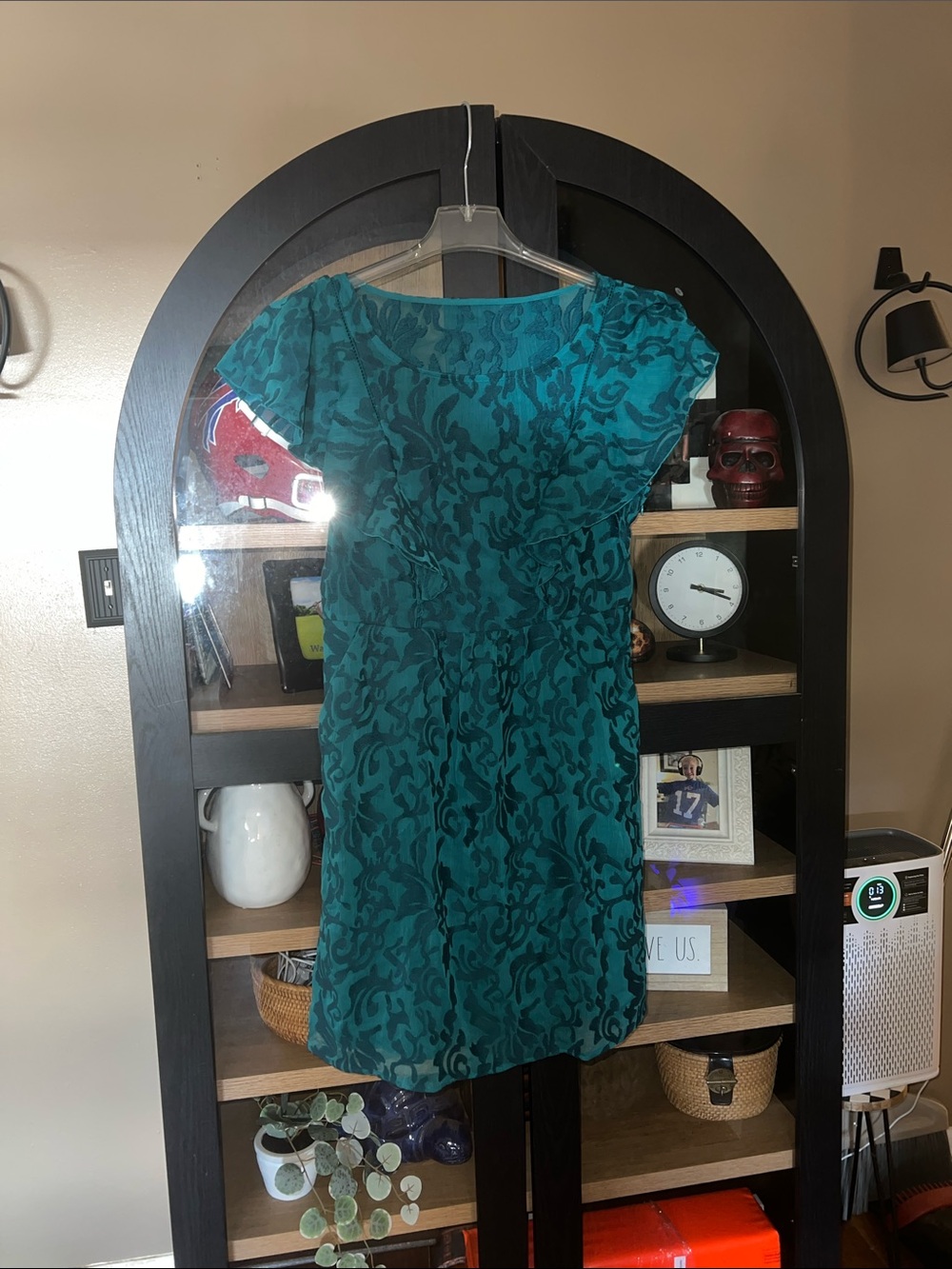 Moulinette Soeurs Teal Floral Lace Mini Dress EUC 12